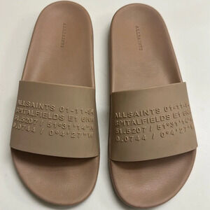 All Saints Tan Slide Sandals